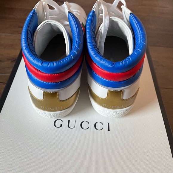 GUCCI-AUTHENTIC (NWT/Box) Mens Web Accent Leather Sneakers - Picture 9 of 15